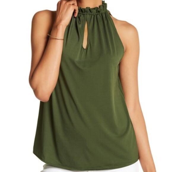 Macbeth Collection Ruffle Halter Shirt Green Small - Picture 1 of 5